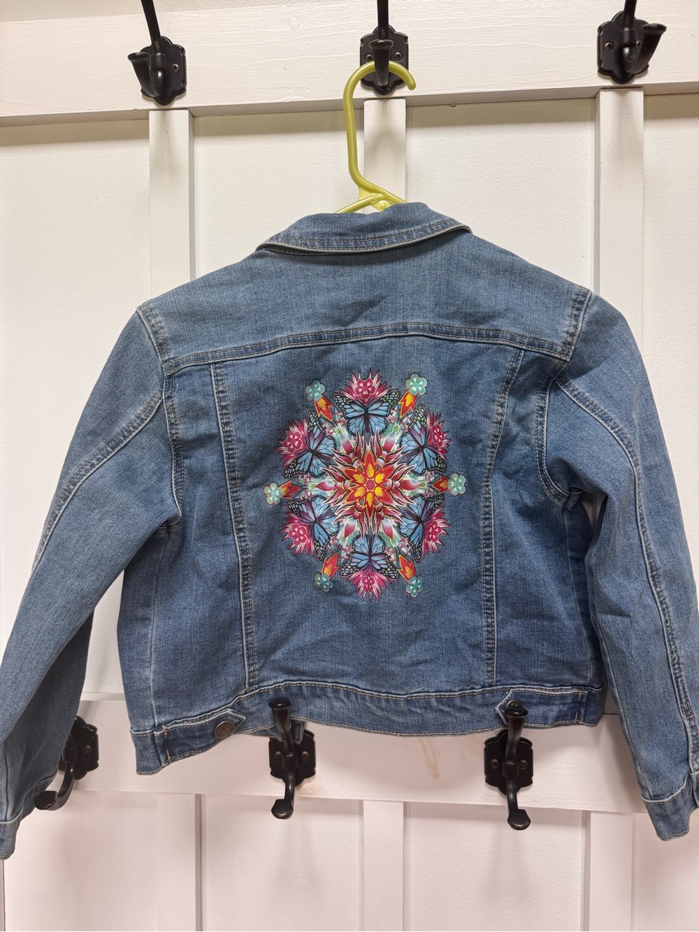 Girls' Disney Encanto Denim Jacket with Floral Mandala Embroidery